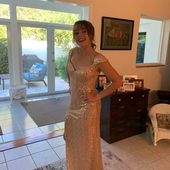 Cinderella | Dresses | Cinderella Divine Gold Sequin Dress With Slit And  Corset | Poshmark